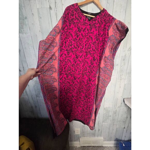 J. Peterman Boho Paisley Pink Kaftan Maxi Dress Sz. S/M - Picture 4 of 8